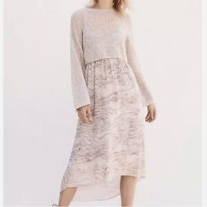 Anthropologie cropped sweater and hi low maxi dress set